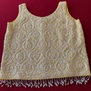 1950s Anne Scott 100% beaded cashmere top